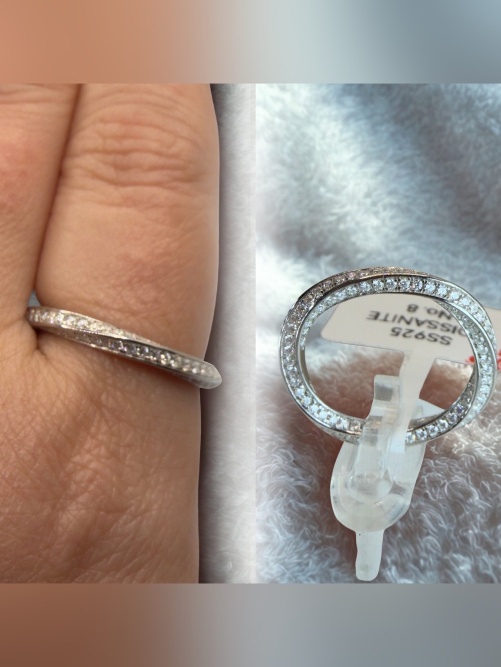 Moissanite Band Ring • Size 8 • 925 Sterling Silver • New With Tags